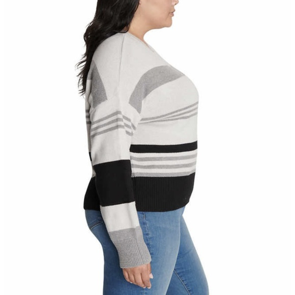Lucky Brand Women’s Colorblock Knit Sweater Soft Hand Feel Grey Striped XL NWT - Picture 6 of 6